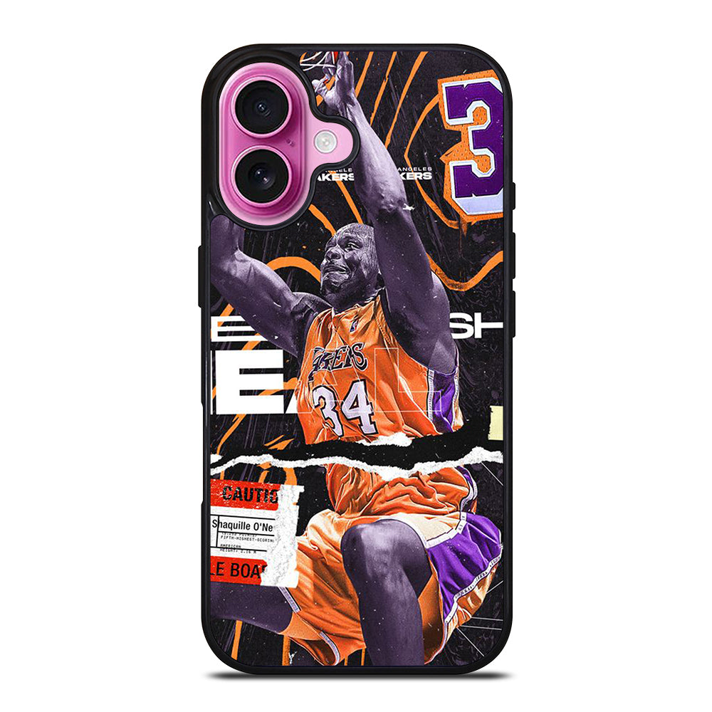 SHAQUILLE O'NEAL 34 LA LAKERS NBA BASKETBALL iPhone 16 Plus Case Cover