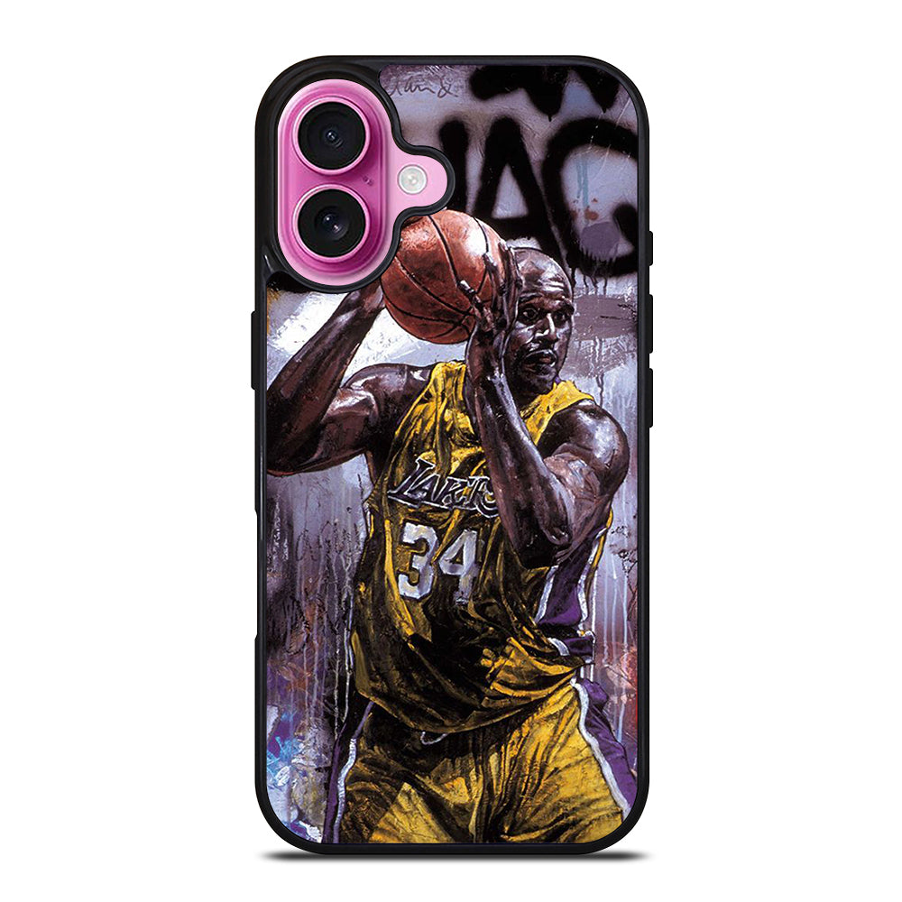 SHAQUILLE O'NEAL LA LAKERS ART iPhone 16 Plus Case Cover