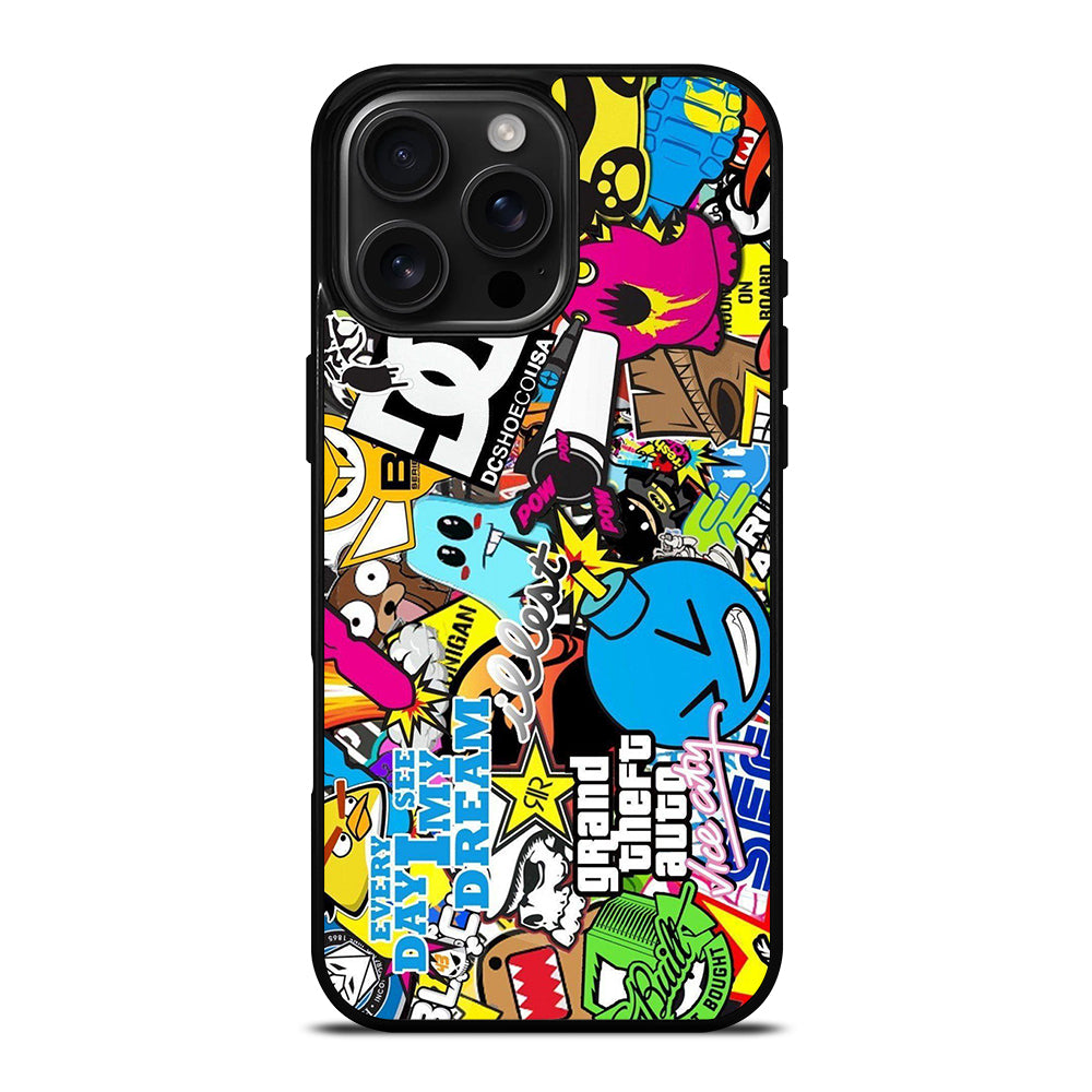 STICKER BOMB DC PATTERN 1 iPhone 16 Pro Max Case Cover