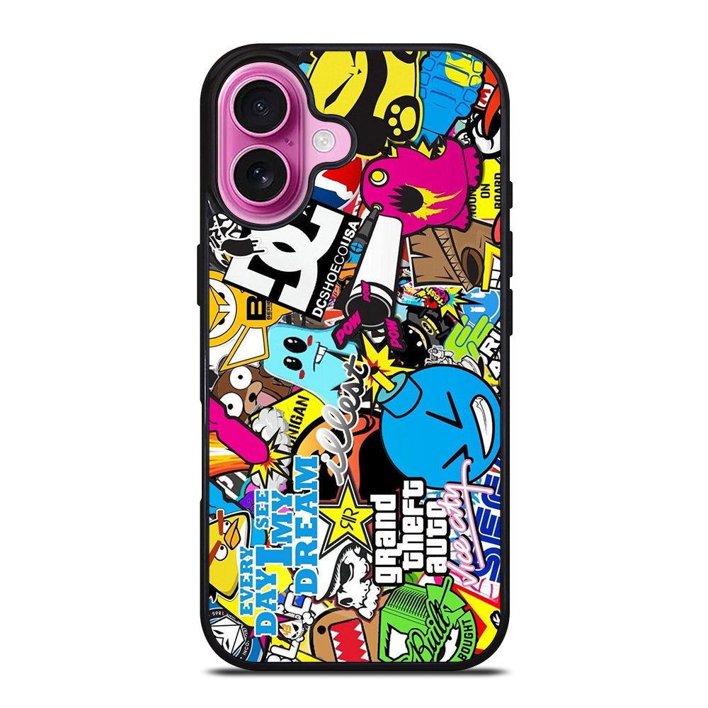 STICKER BOMB DC PATTERN 1 iPhone 16 Plus Case Cover