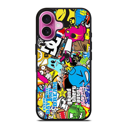 STICKER BOMB DC PATTERN 1 iPhone 16 Plus Case Cover
