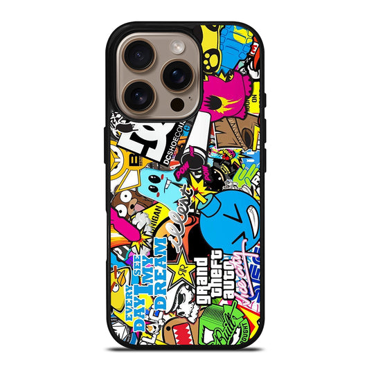 STICKER BOMB DC PATTERN 1 iPhone 16 Pro Case Cover