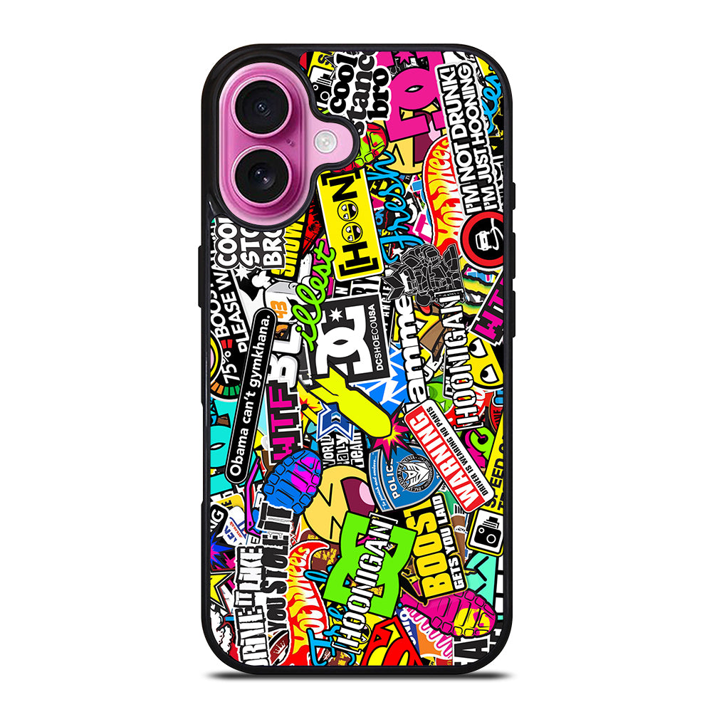 STICKER BOMB DC PATTERN 2 iPhone 16 Plus Case Cover