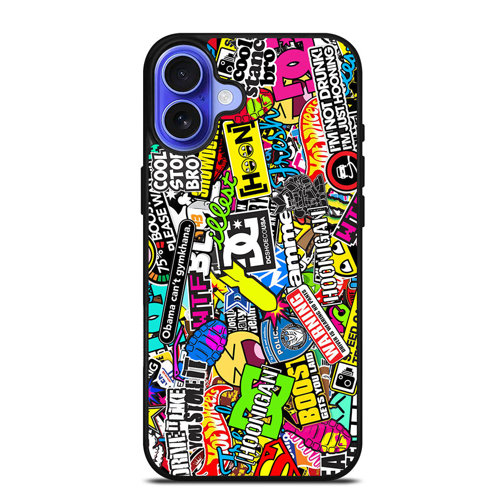 STICKER BOMB DC PATTERN 2 iPhone 16 Case Cover
