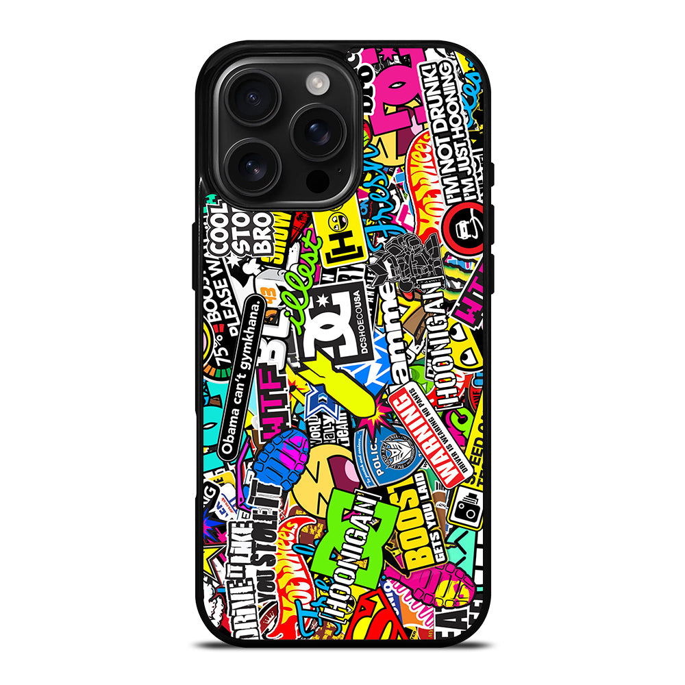 STICKER BOMB DC PATTERN 2 iPhone 16 Pro Max Case Cover