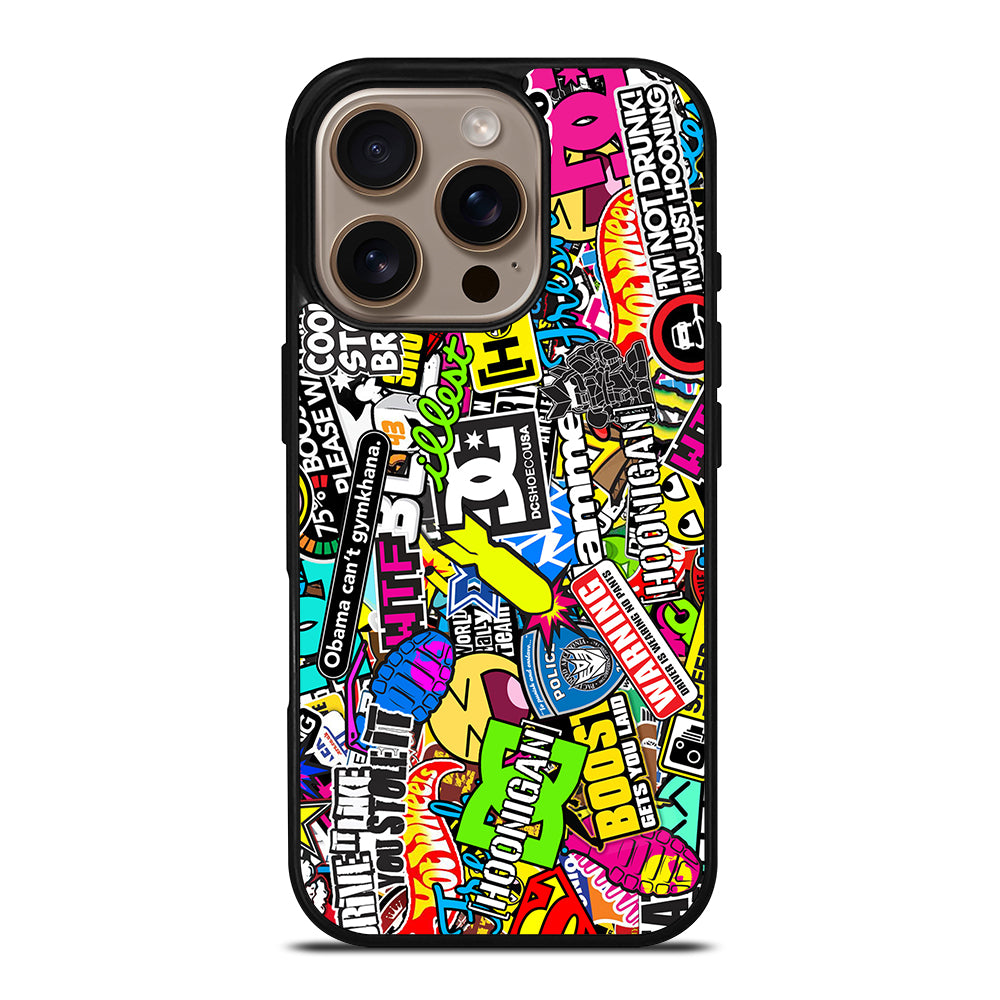 STICKER BOMB DC PATTERN 2 iPhone 16 Pro Case Cover