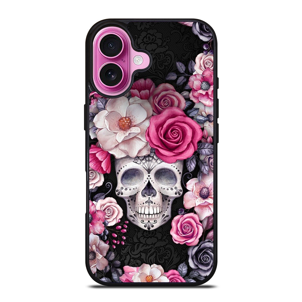 SUGAR SKULL FLOWER ROSE iPhone 16 Plus Case Cover