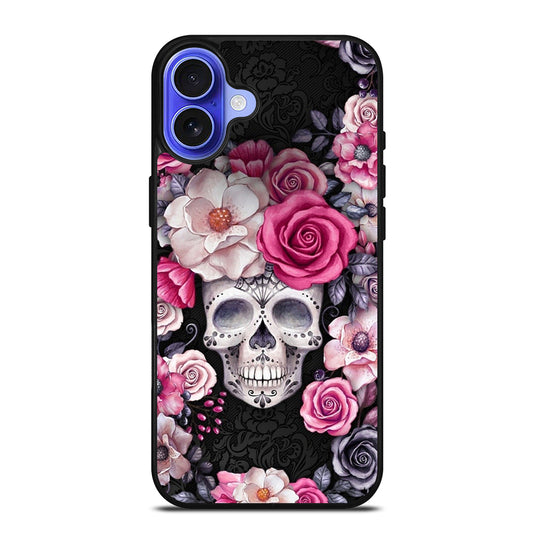 SUGAR SKULL FLOWER ROSE iPhone 16 Case Cover