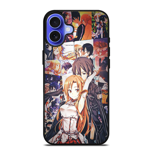 SWORD ART ONLINE KIRITO AND ASUNA COLLAGE iPhone 16 Case Cover