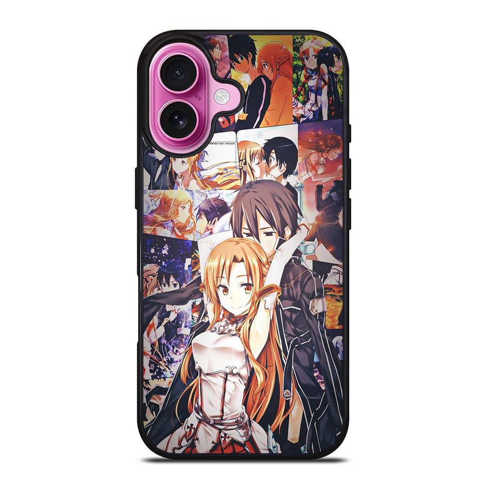 SWORD ART ONLINE KIRITO AND ASUNA COLLAGE iPhone 16 Plus Case Cover