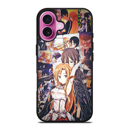 SWORD ART ONLINE KIRITO AND ASUNA COLLAGE iPhone 16 Plus Case Cover