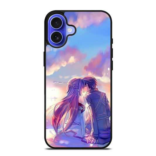 SWORD ART ONLINE KIRITO AND ASUNA LOVE ART iPhone 16 Case Cover