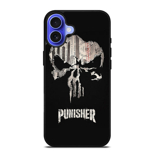 THE PUNISHER MARVEL BLACK LOGO iPhone 16 Case Cover