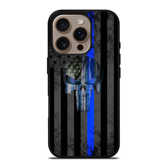 THIN BLUE LINE PUNISHER AMERICAN STRIPE LOGO iPhone 16 Pro Case Cover