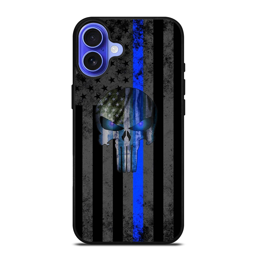 THIN BLUE LINE PUNISHER AMERICAN STRIPE LOGO iPhone 16 Case Cover