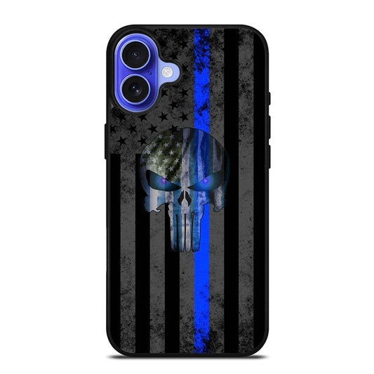 THIN BLUE LINE PUNISHER AMERICAN STRIPE LOGO iPhone 16 Case Cover