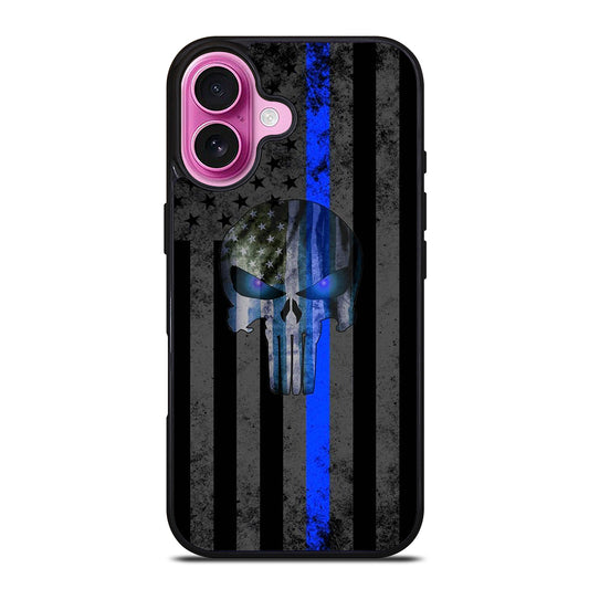 THIN BLUE LINE PUNISHER AMERICAN STRIPE LOGO iPhone 16 Plus Case Cover