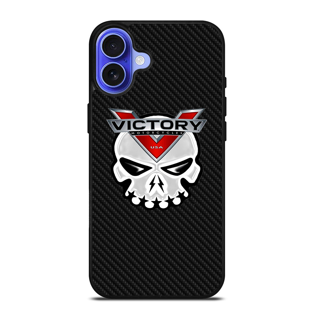 VICTORY MOTOR SKULL LOGO CARBON iPhone 16 Case Cover