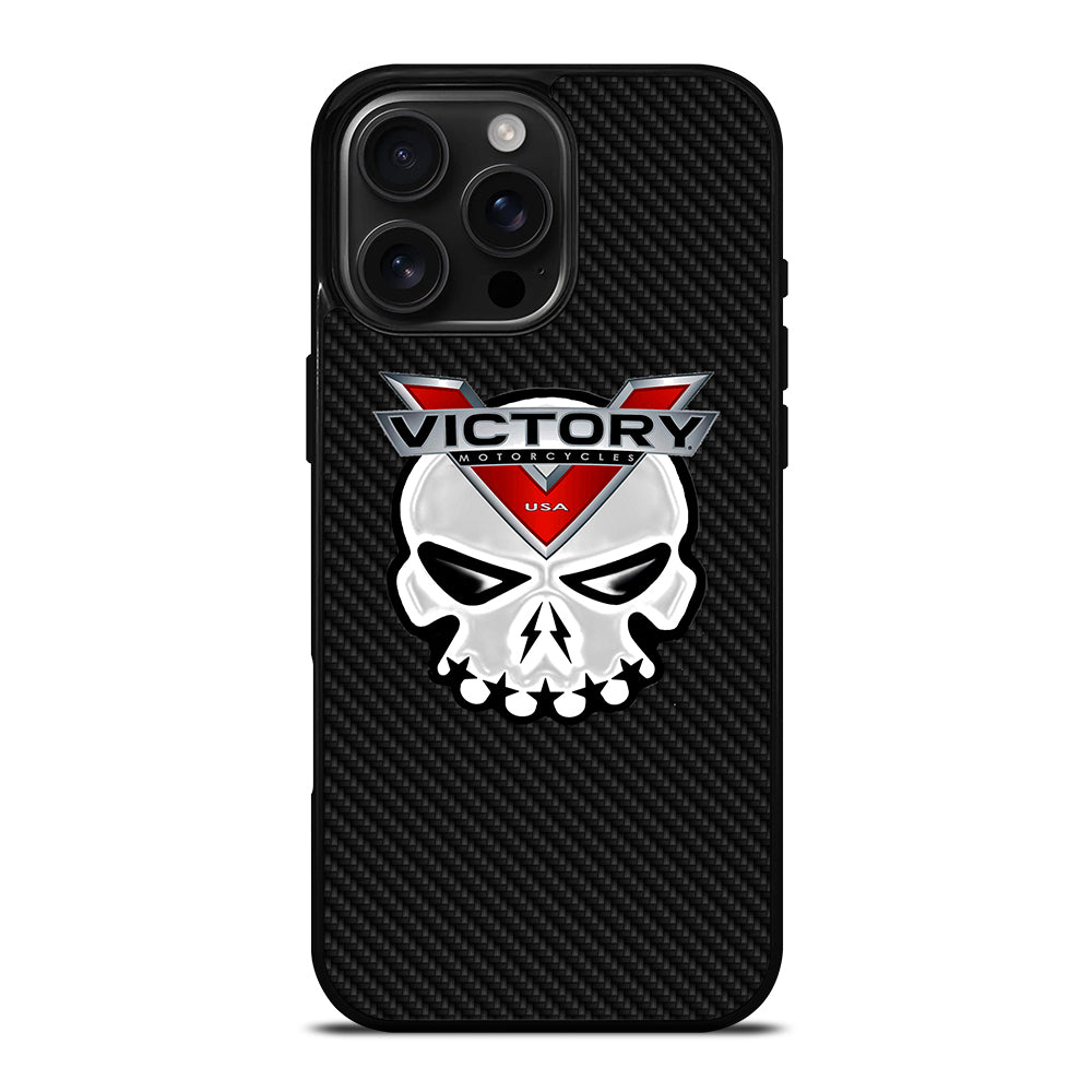 VICTORY MOTOR SKULL LOGO CARBON iPhone 16 Pro Max Case Cover