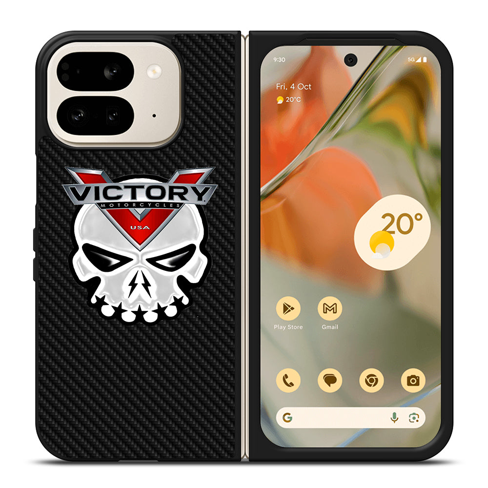 VICTORY MOTOR SKULL LOGO CARBON Google Pixel 9 Pro Fold Case Cover
