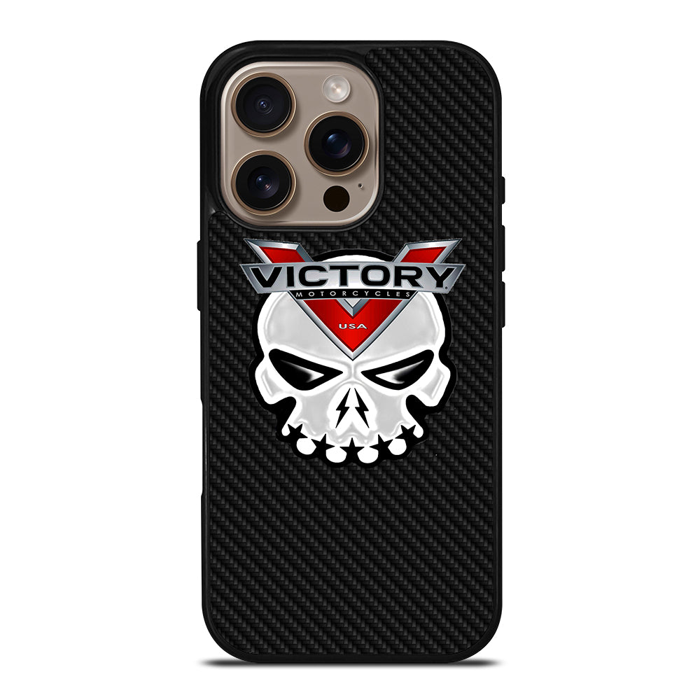 VICTORY MOTOR SKULL LOGO CARBON iPhone 16 Pro Case Cover