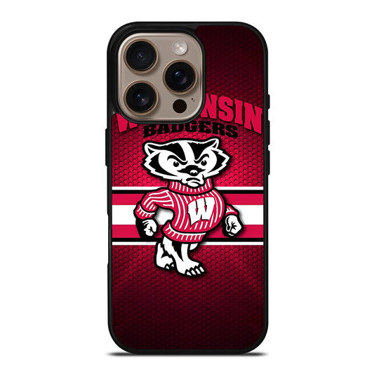 WISCONSIN BADGERS METAL LOGO iPhone 16 Pro Case Cover