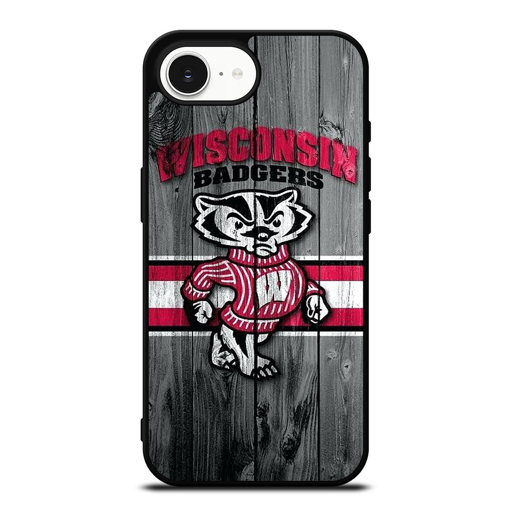 WISCONSIN BADGERS WOODEN LOGO iPhone 16e Case Cover