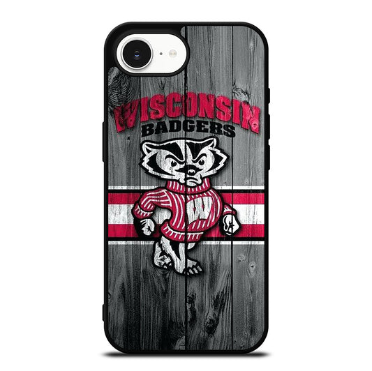 WISCONSIN BADGERS WOODEN LOGO iPhone 16e Case Cover