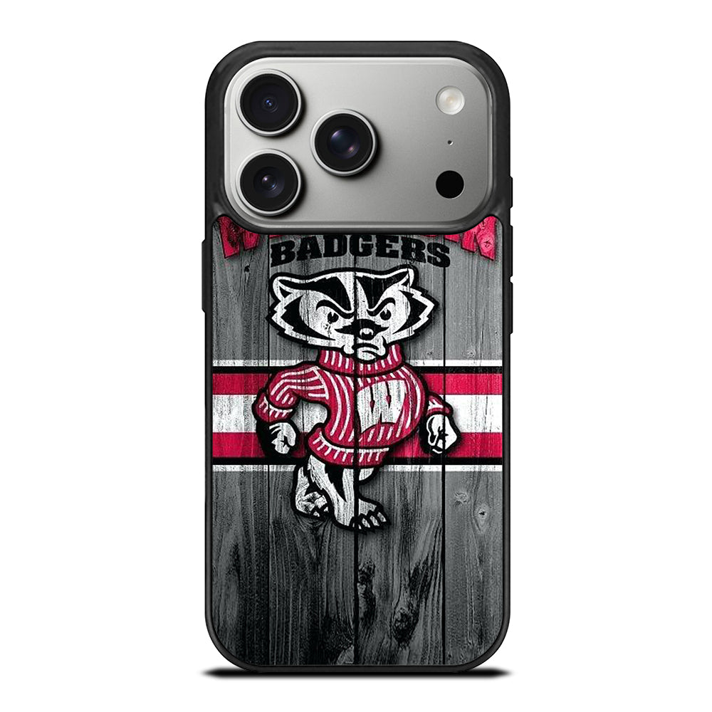 WISCONSIN BADGERS WOODEN LOGO iPhone 17 Pro Case Cover