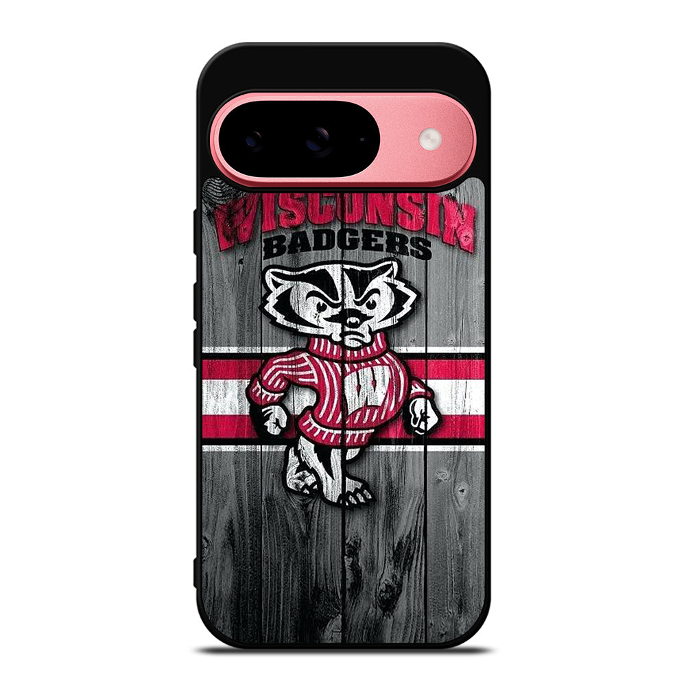 WISCONSIN BADGERS WOODEN LOGO Google Pixel 9 Case Cover
