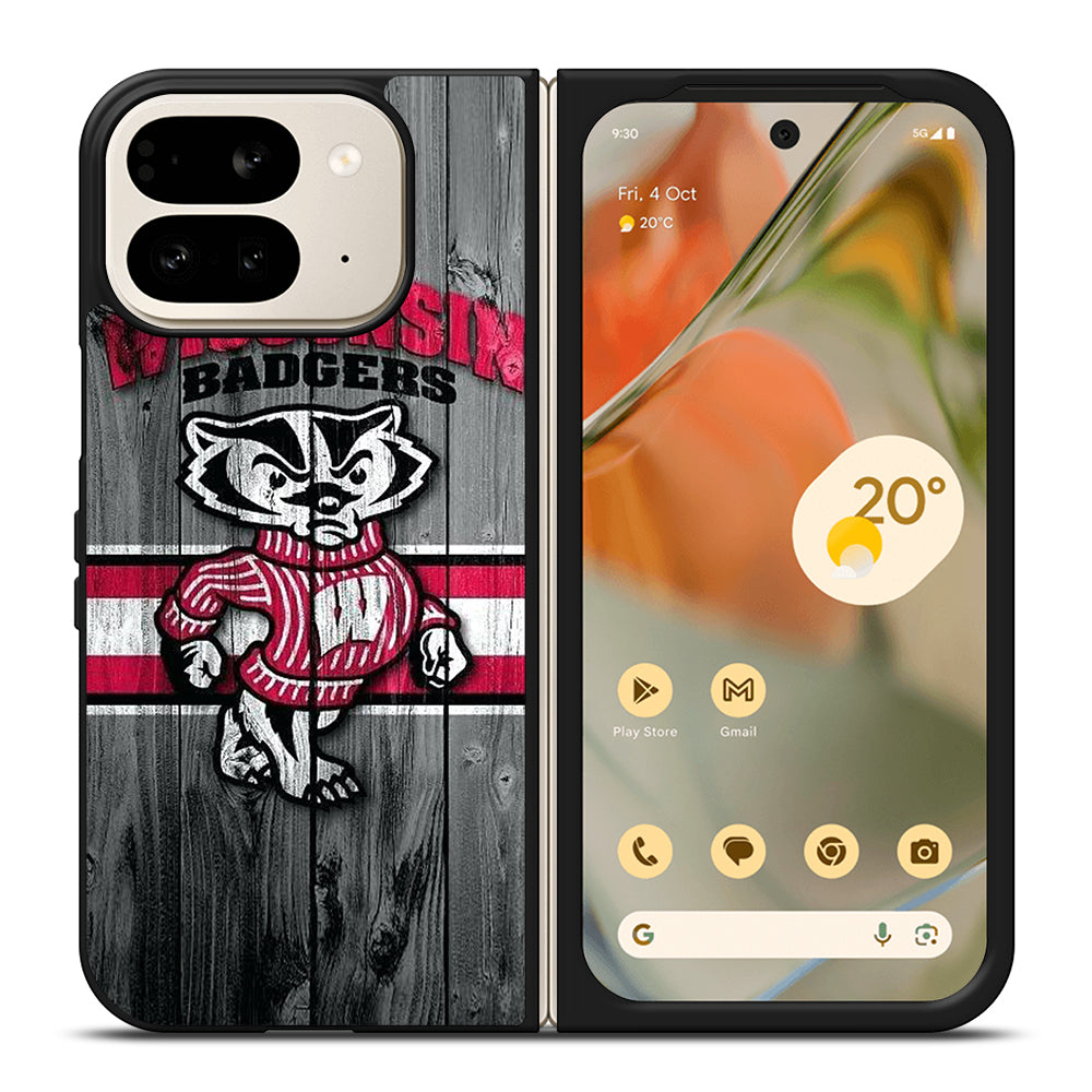 WISCONSIN BADGERS WOODEN LOGO Google Pixel 9 Pro Fold Case Cover