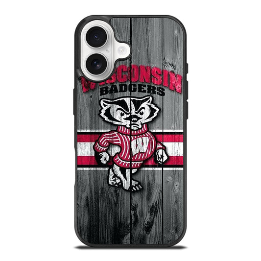 WISCONSIN BADGERS WOODEN LOGO iPhone 17 Case Cover