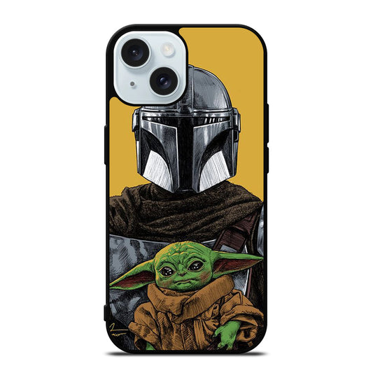 BABY YODA AND THE MANDALORIAN MOSAIC iPhone 15 Case Cover