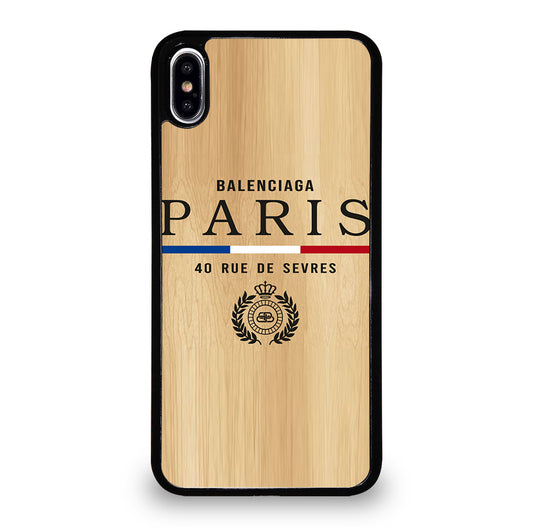 BALENCIAGA PARIS WOODEN LOGO iPhone XS Max Case Cover