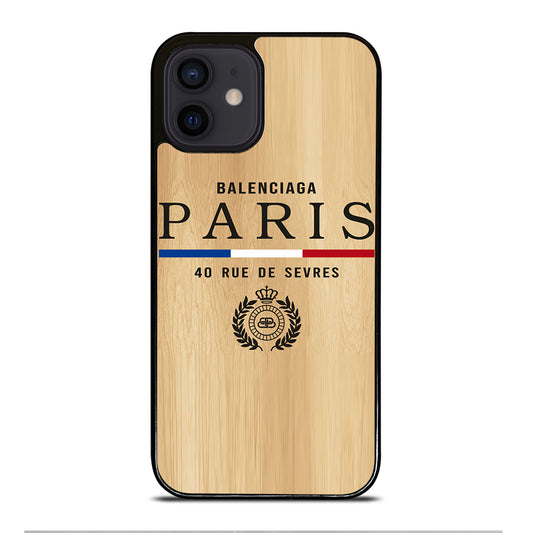 BALENCIAGA PARIS WOODEN LOGO iPhone 12 Mini Case Cover
