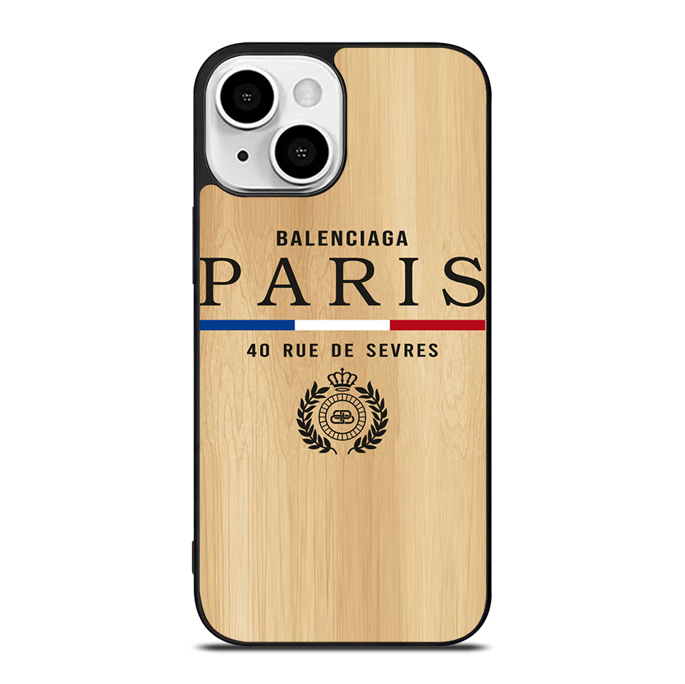 BALENCIAGA PARIS WOODEN LOGO iPhone 13 Mini Case Cover