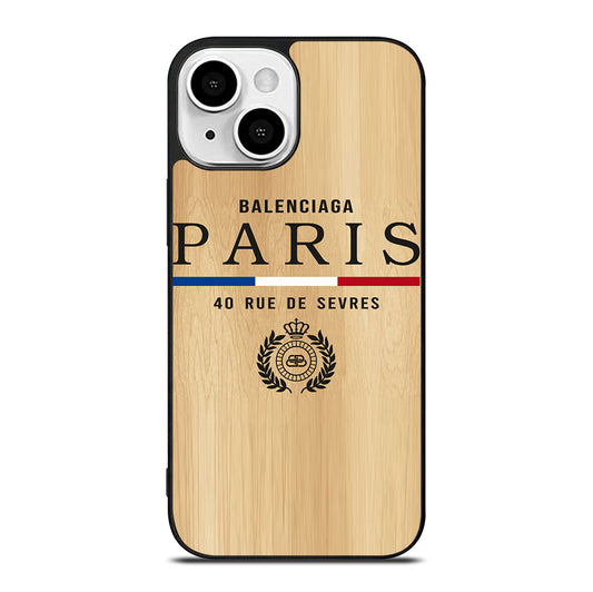 BALENCIAGA PARIS WOODEN LOGO iPhone 13 Mini Case Cover