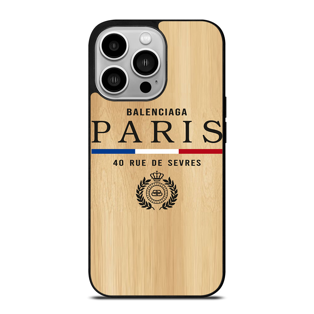 BALENCIAGA PARIS WOODEN LOGO iPhone 14 Pro Case Cover