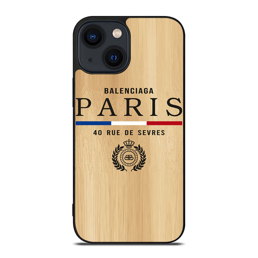 BALENCIAGA PARIS WOODEN LOGO iPhone 14 Plus Case Cover