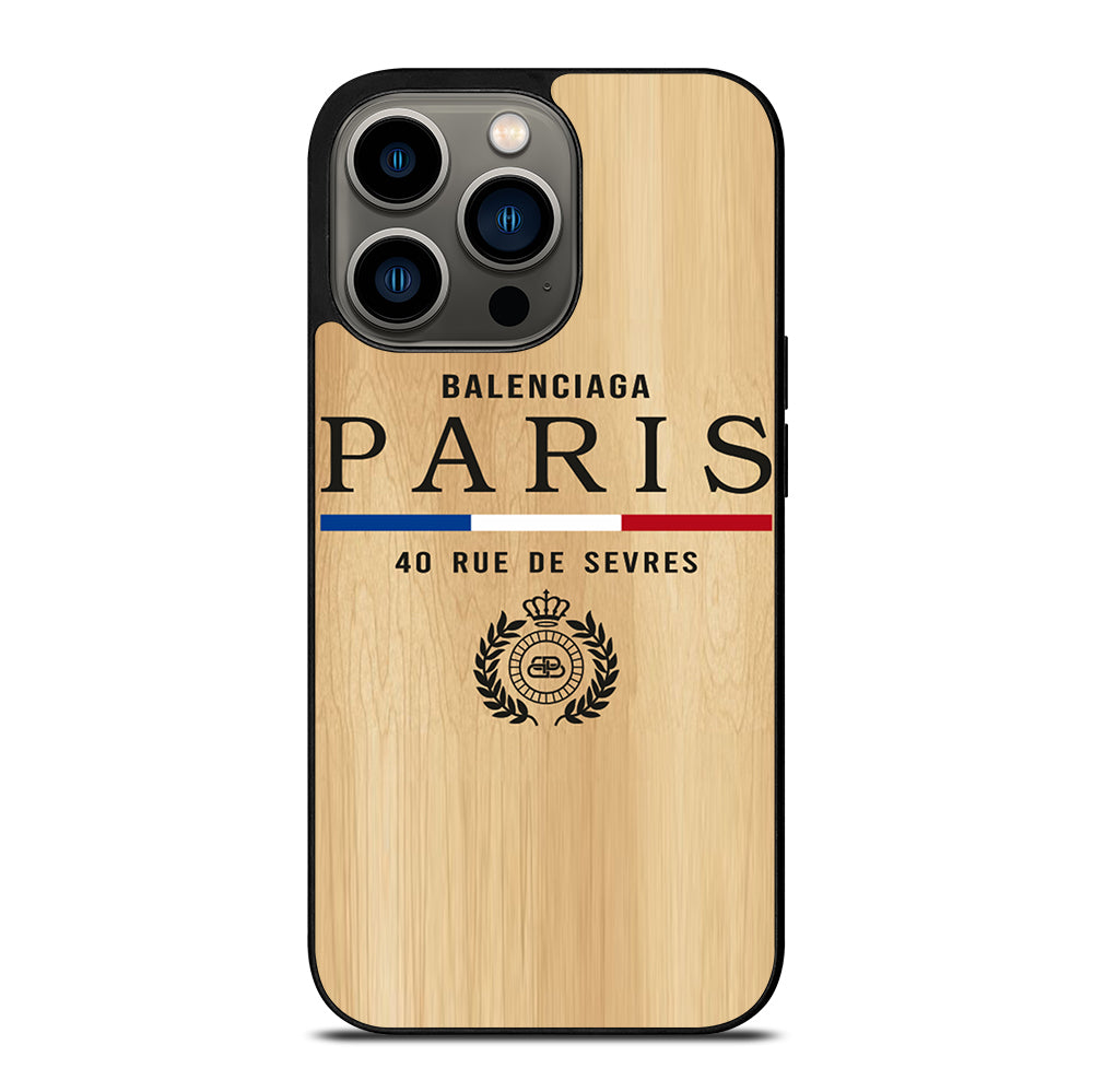 BALENCIAGA PARIS WOODEN LOGO iPhone 13 Pro Case Cover