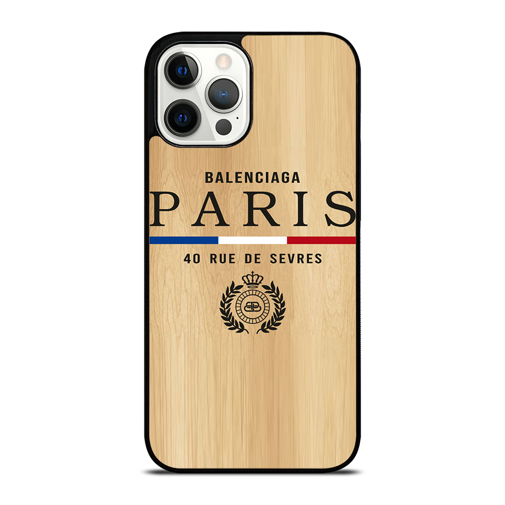 BALENCIAGA PARIS WOODEN LOGO iPhone 12 Pro Max Case Cover