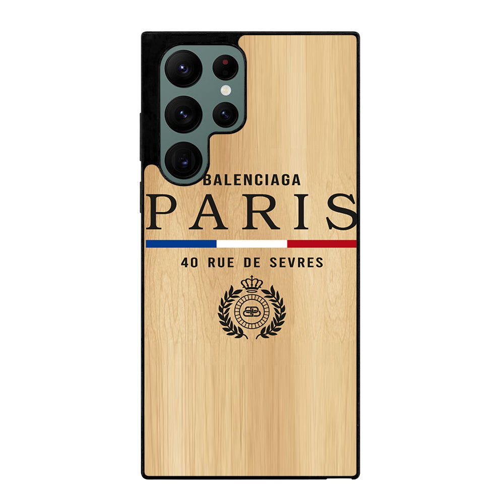 BALENCIAGA PARIS WOODEN LOGO Samsung Galaxy S22 Ultra Case Cover