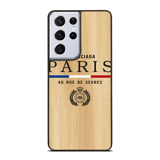 BALENCIAGA PARIS WOODEN LOGO Samsung Galaxy S21 Ultra Case Cover