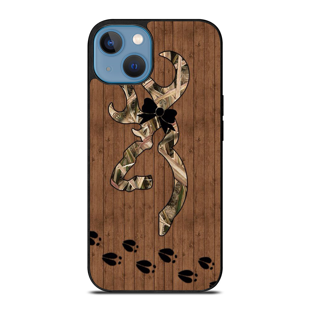 BROWNING DEER WOODEN CAMO LOGO iPhone 13 Case Cover