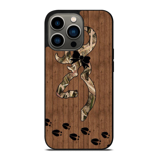 BROWNING DEER WOODEN CAMO LOGO iPhone 13 Pro Case Cover