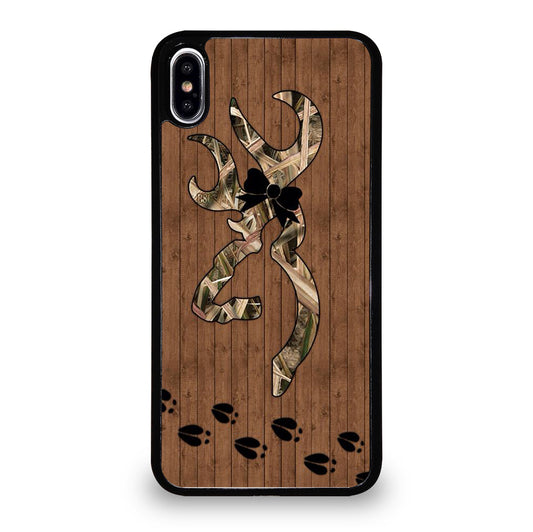 BROWNING DEER WOODEN CAMO LOGO iPhone XS Max Case Cover