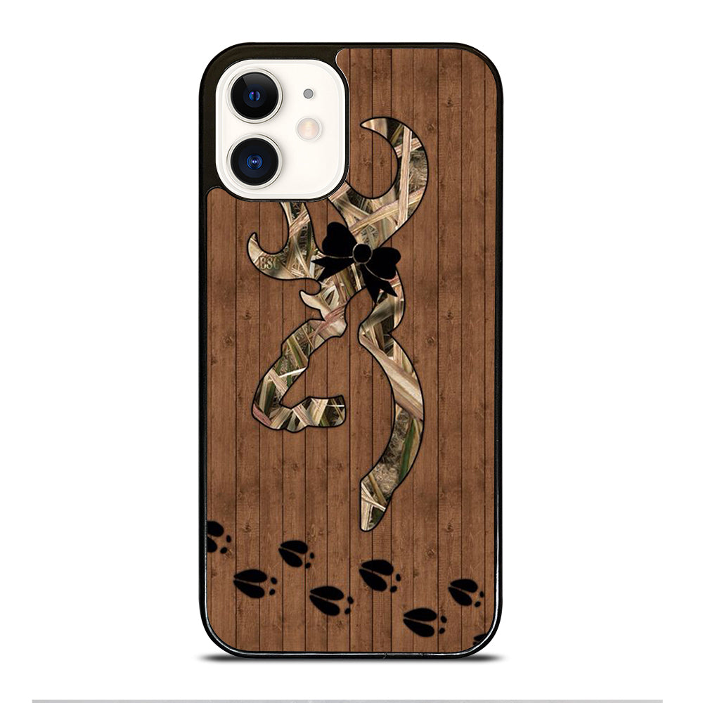 BROWNING DEER WOODEN CAMO LOGO iPhone 12 Case Cover