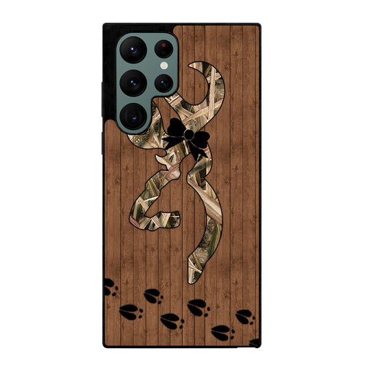 BROWNING DEER WOODEN CAMO LOGO Samsung Galaxy S22 Ultra Case Cover