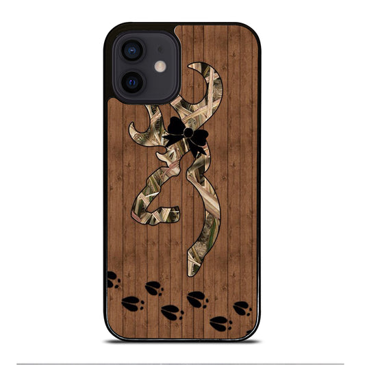 BROWNING DEER WOODEN CAMO LOGO iPhone 12 Mini Case Cover