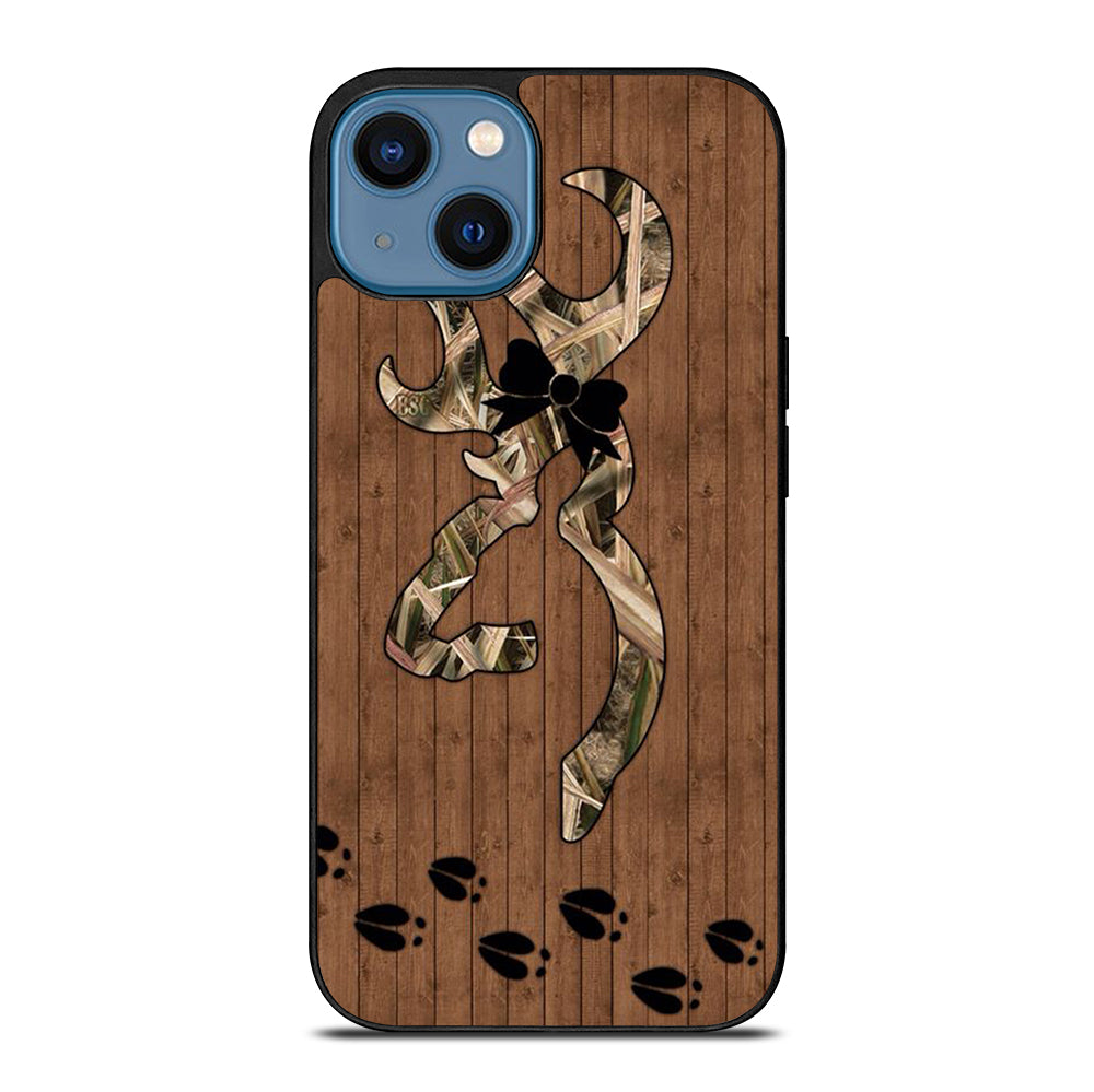 BROWNING DEER WOODEN CAMO LOGO iPhone 14 Case Cover